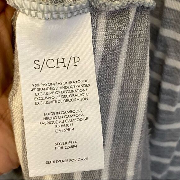 CAbi 5974 Easy Tank Midi Shirt Dress Sleeveless Stretch Ruched Gray White S - Picture 8 of 10